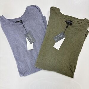 Goodlife Clothing Long Sleeve T Shirt Lot 2 XXL NWT Made USA Heather Blue Green